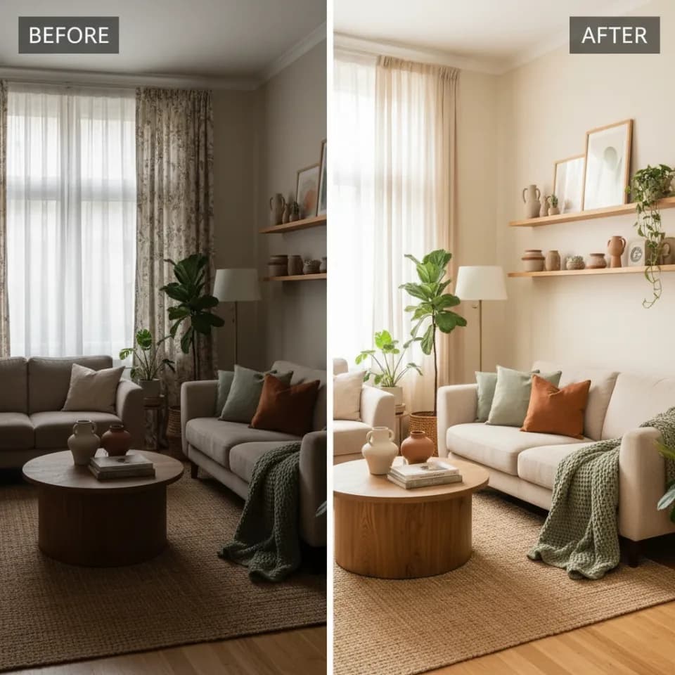 After room redesign from DecorAI AI home decorating app